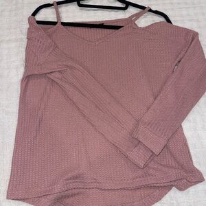 SHEIN waffle patterned off the shoulders shirt